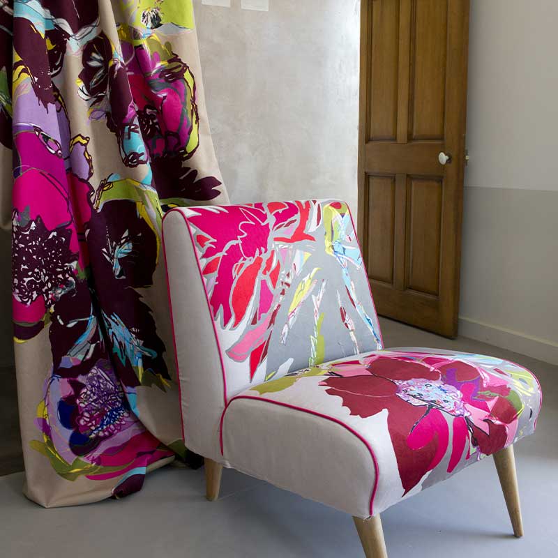 Motif Décoration Collection All Esquisse Taupe Ameublement Floral Marron Rose by Zéphyr and Co