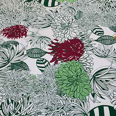 Motif Décoration Collection All Dahlia n°8 Tissus Floral Vert Rose by Zéphyr and Co