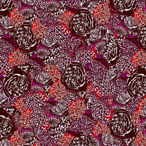 Motif Décoration Collection All Bysance n°1 Tissus Floral Rouge by Zéphyr and Co