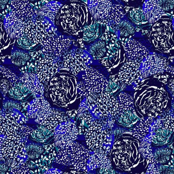 Motif Décoration Collection All Bysance n°2 Tissus Floral Bleu by Zéphyr and Co