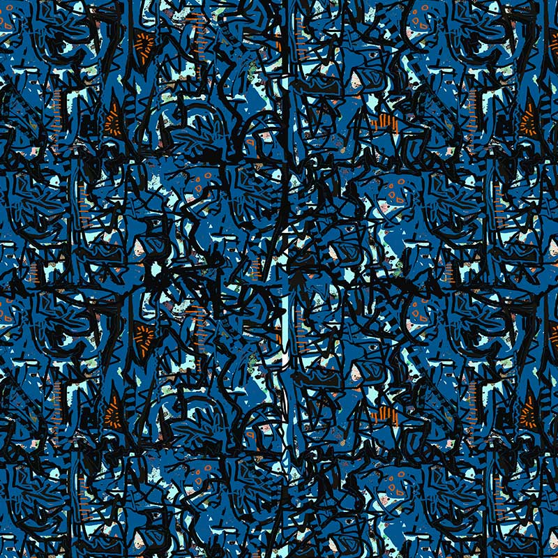 Motif Décoration Collection 921 Oasis n°7 Papier Peint Graphique Abstrait Bleu by Zéphyr and Co