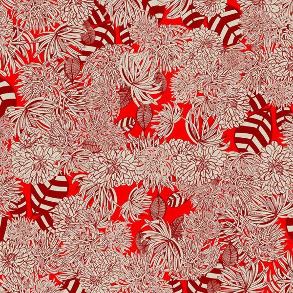 Motif Décoration Collection 212 Dalhia n°11 Tissus Floral Rouge by Zéphyr and Co