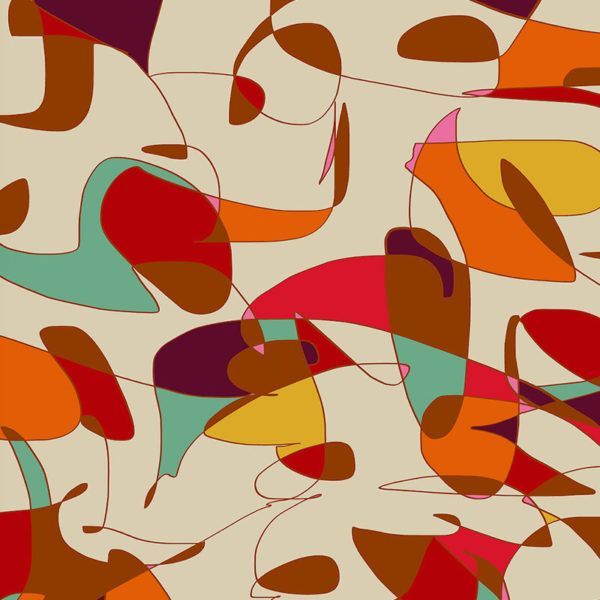 Motif Décoration Collection 212 Agata n°11 Tissus Ligne Abstrait Multicolore Ton chaud by Zéphyr and Co