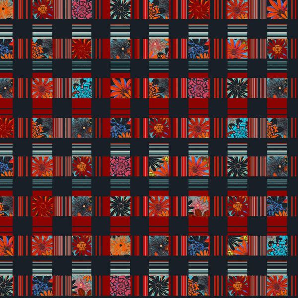 Motif Décoration Collection 221 Kaleïdoscope Tissus Floral Graphique Rouge by Zéphyr and Co
