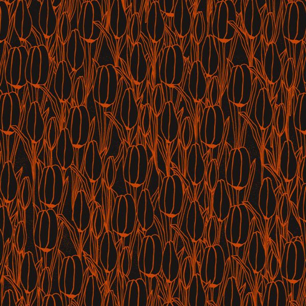 Motif Décoration Collection 221 Tulipan n°1 Tissus Tulipe Rouge Noir by Zéphyr and Co