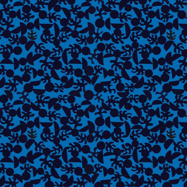 Motif Décoration Collection 221 Jomelo n°3 Tissus Feuille Géométrique Bleu Noir by Zéphyr and Co