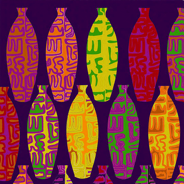 Motif Décoration Collection 222 Amphore n°3 Tissus Graphique Vase Ethnique Multicolore by Zéphyr and Co
