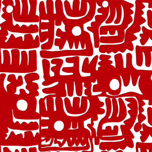 Motif Décoration Collection 222 Yucatan n°2 Tissus Graphique Ethnique Rouge Blanc by Zéphyr and Co