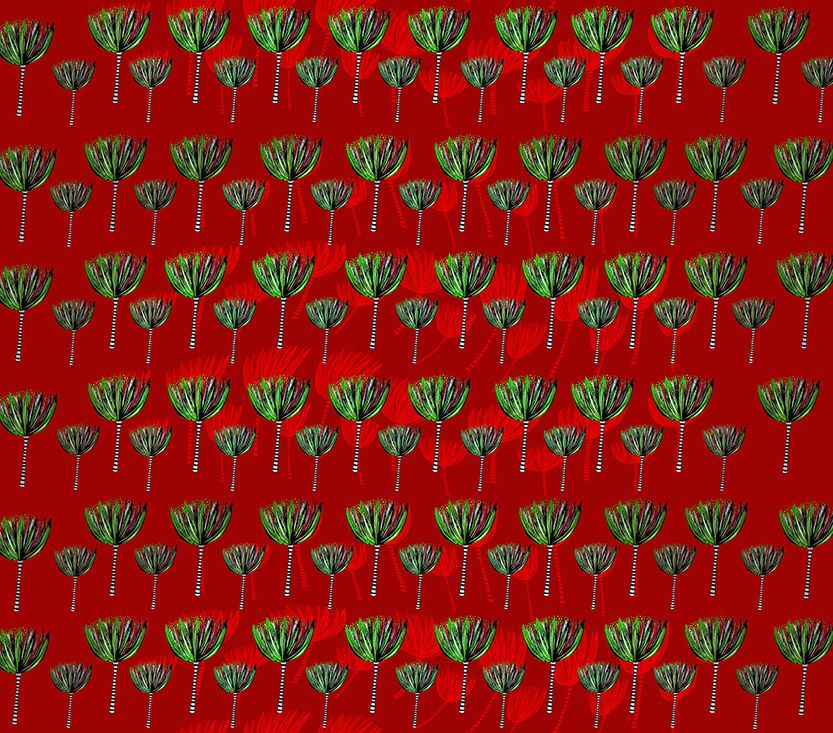 Motif Décoration Collection All Alicante Tissus Plante Rouge Vert by Zéphyr and Co