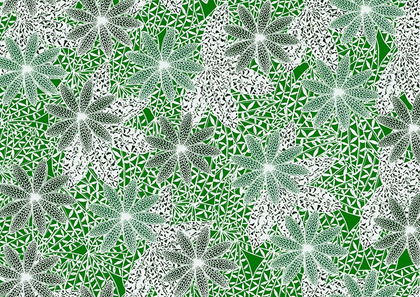 Motif Décoration Collection 212 Azulic n°4 Tissus Floral Graphique Vert by Zéphyr and Co