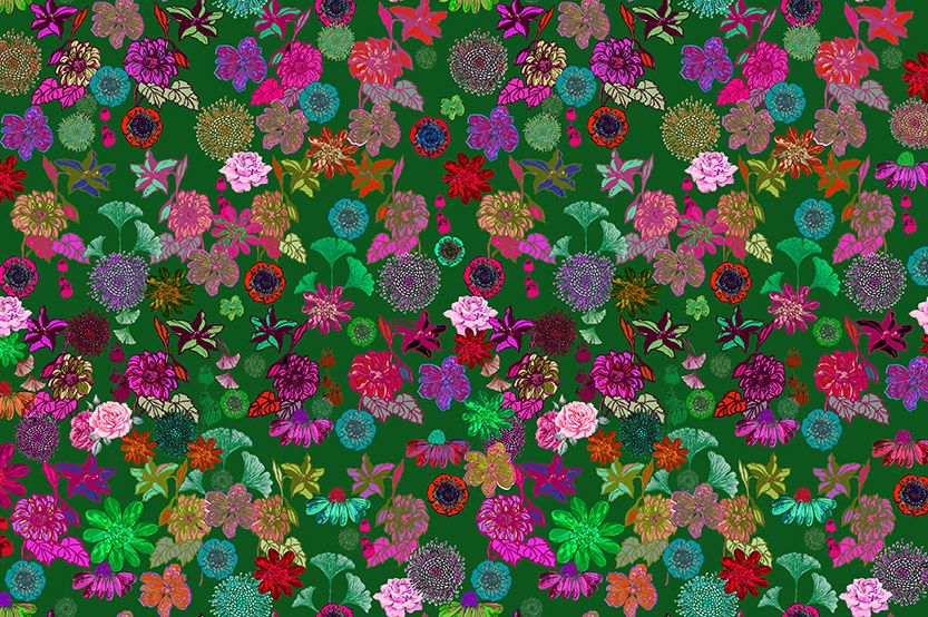Motif Décoration Collection All Brassée n°2 Tissus Floral Vert by Zéphyr and Co
