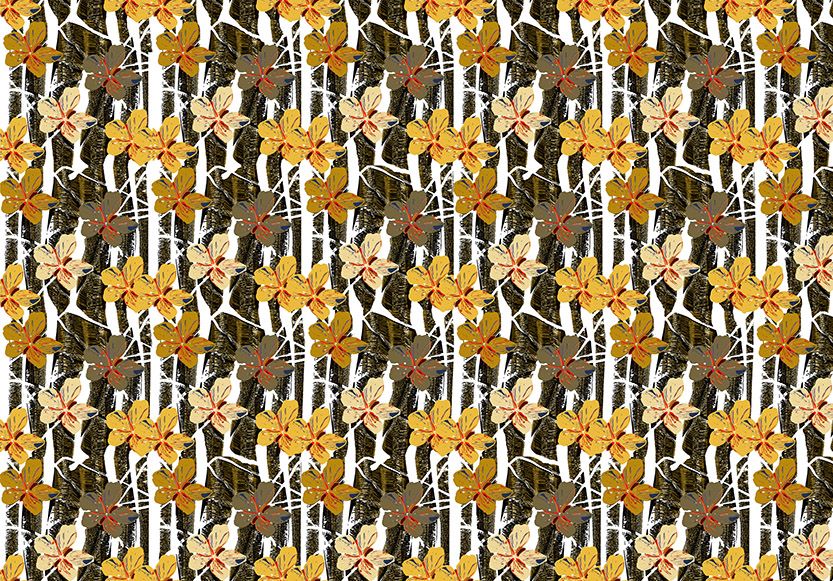 Motif Décoration Collection All Camino n°2 Tissus Floral Jaune by Zéphyr and Co