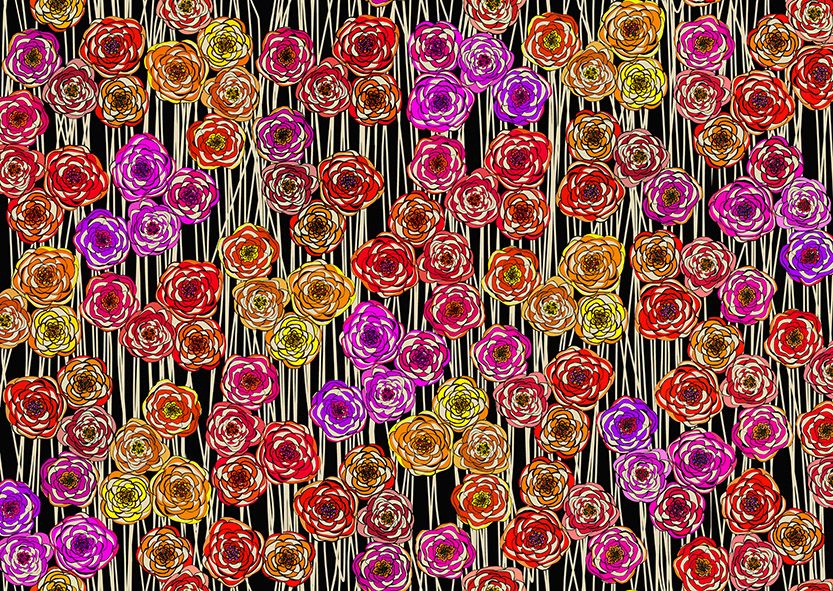 Motif Décoration Collection 222 Celeste n°1 Tissus Floral Rouge Orange by Zéphyr and Co