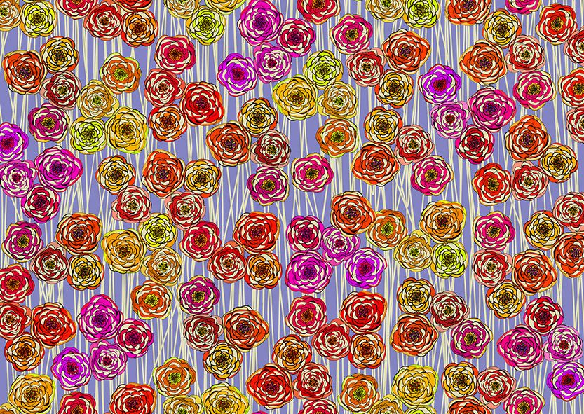 Motif Décoration Collection 222 Celeste n°2 Tissus Floral Jaune Violet by Zéphyr and Co
