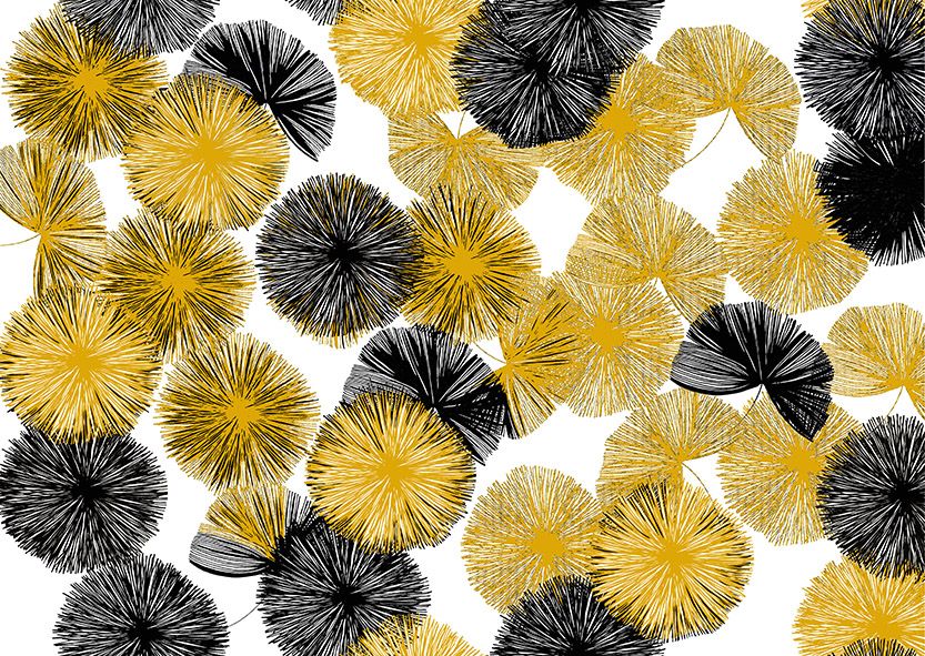 Motif Décoration Collection All Ginksin n°2 Tissus Floral Oursin Jaune by Zéphyr and Co