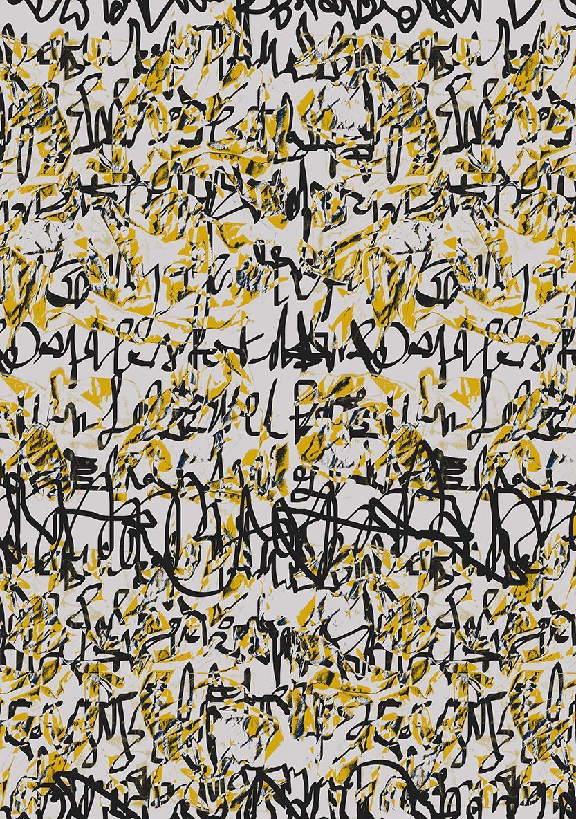 Motif Décoration Collection All Grafcali n°1 Tissus Graphique Abstrait Jaune Beige by Zéphyr and Co