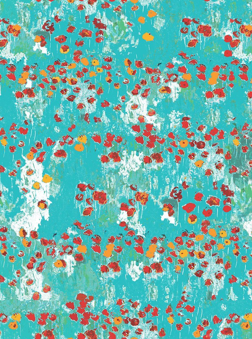 Motif Décoration Collection All Jardin Anglais n°5 Tissus Bleu Rouge by Zéphyr and Co