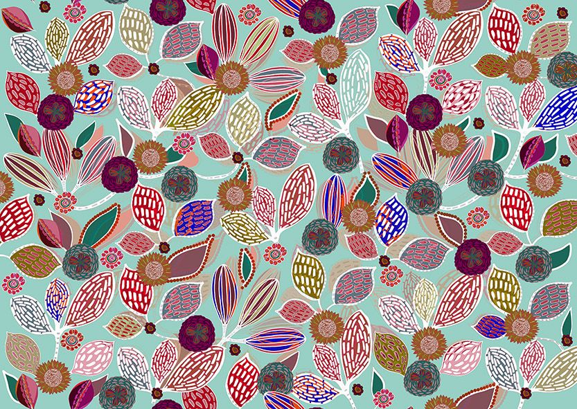 Motif Décoration Collection 222 Madras n°2 Tissus Floral Bleu by Zéphyr and Co
