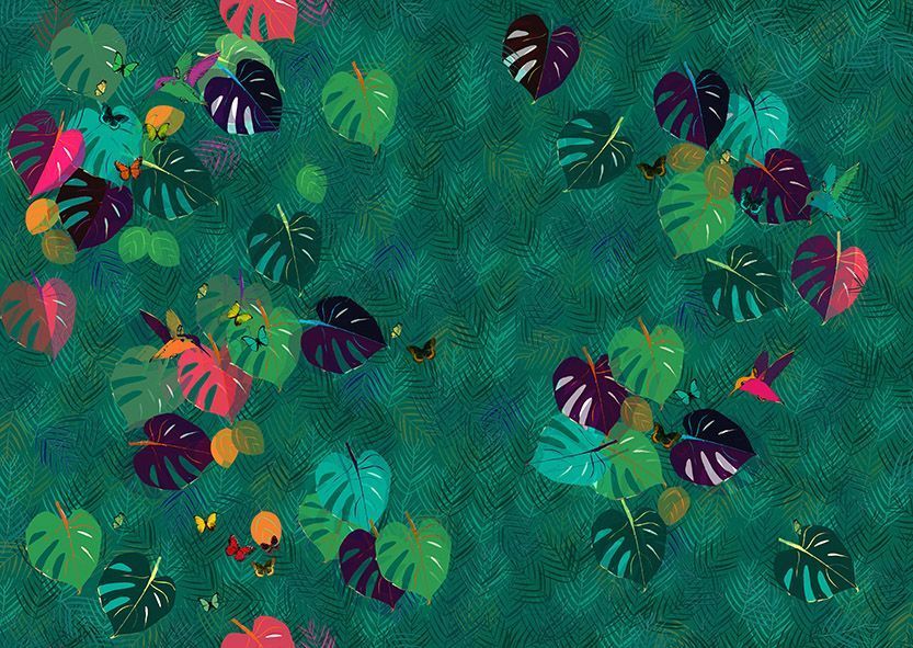 PALME VERT collection all 141×100 Motif Décoration Collection All Palme Vert Tissus Feuille Vert by Zéphyr and Co
