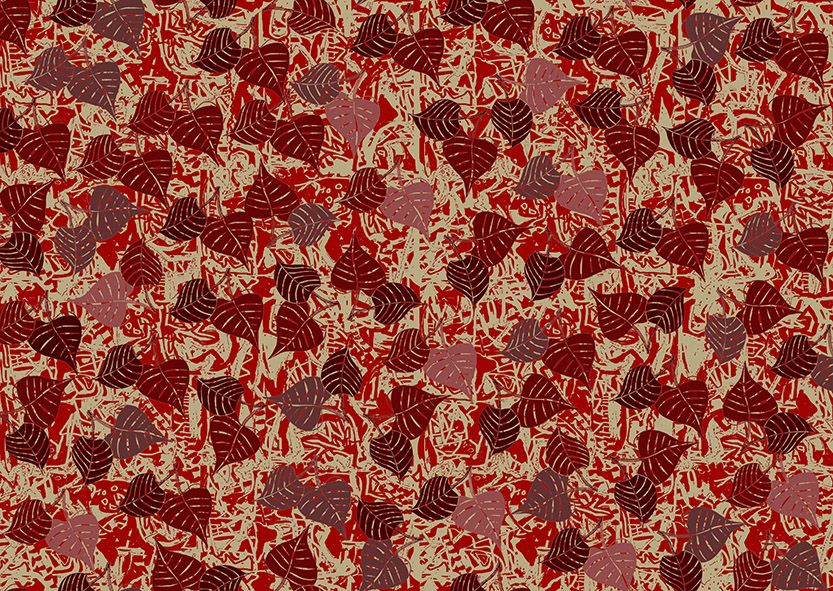 Motif Décoration Collection 212 Scarlet n°1 Tissus Feuille Rouge by Zéphyr and Co