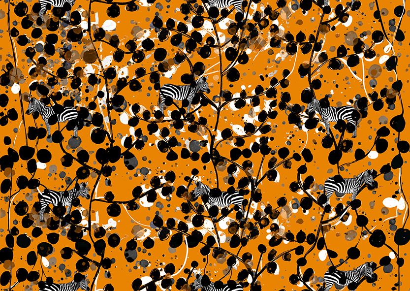 Motif Décoration Collection All Zebra n°1 Tissus Zèbre Orange by Zéphyr and Co