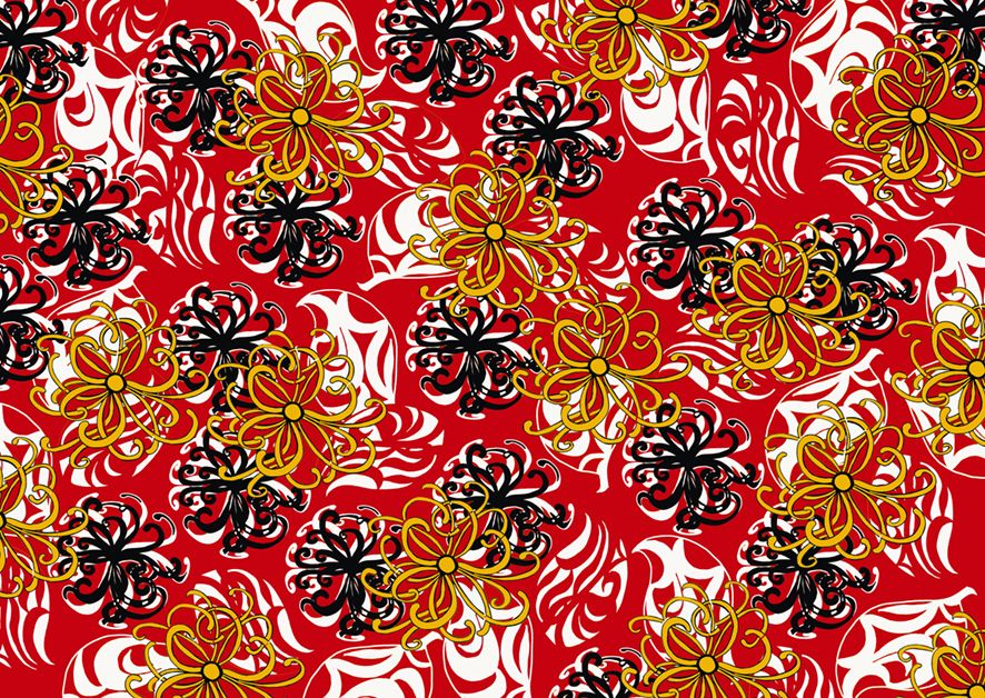 Motif Décoration Collection 232 Arty n°1 Tissus  Arabesque  Rouge Noir by Zéphyr and Co