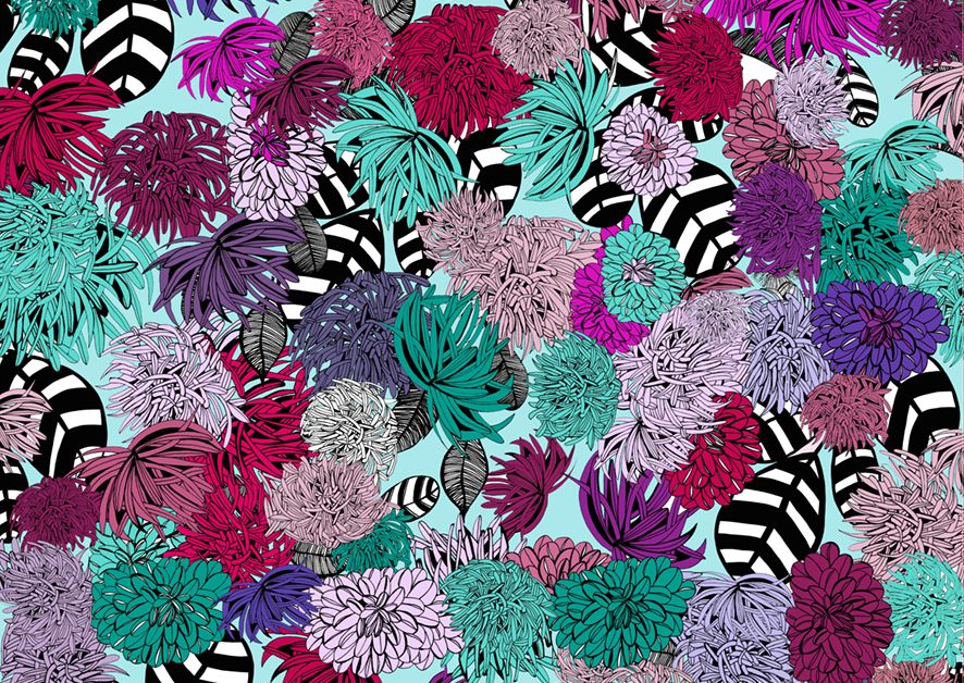 Motif Décoration Collection 232 Dalhia n°13 Tissus Floral  Multicolore  by Zéphyr and Co