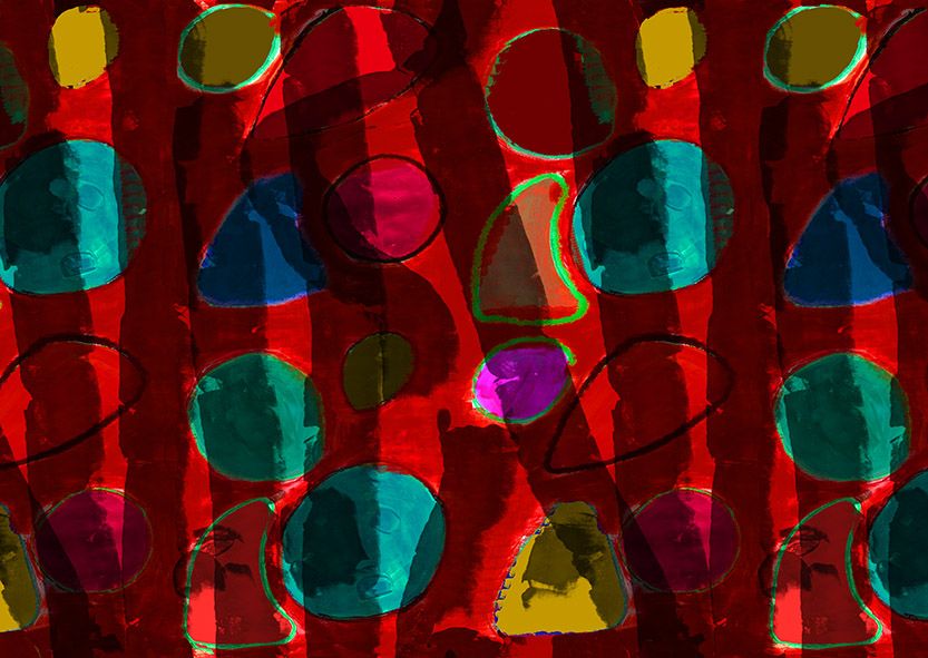 Motif Décoration Collection 222 Nuit d’été n°2 Tissus  Graphique Abstrait Rouge  by Zéphyr and Co