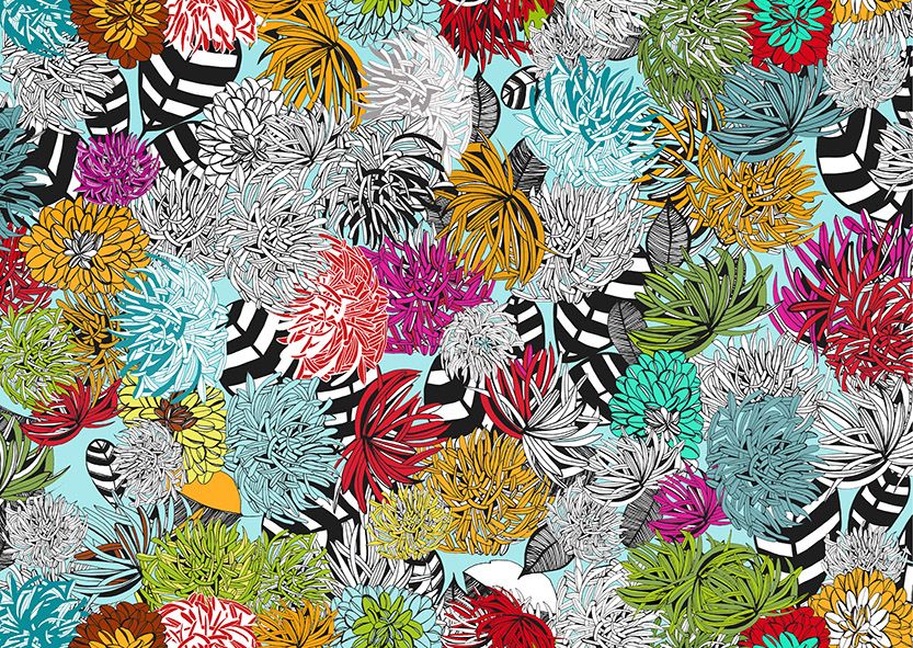 Motif Décoration Collection All Dahlia n°5 Tissus Floral Multicolore  by Zéphyr and Co