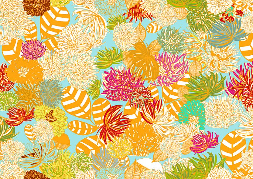 Motif Décoration Collection All Dahlia n°7 Tissus Floral Multicolore  by Zéphyr and Co