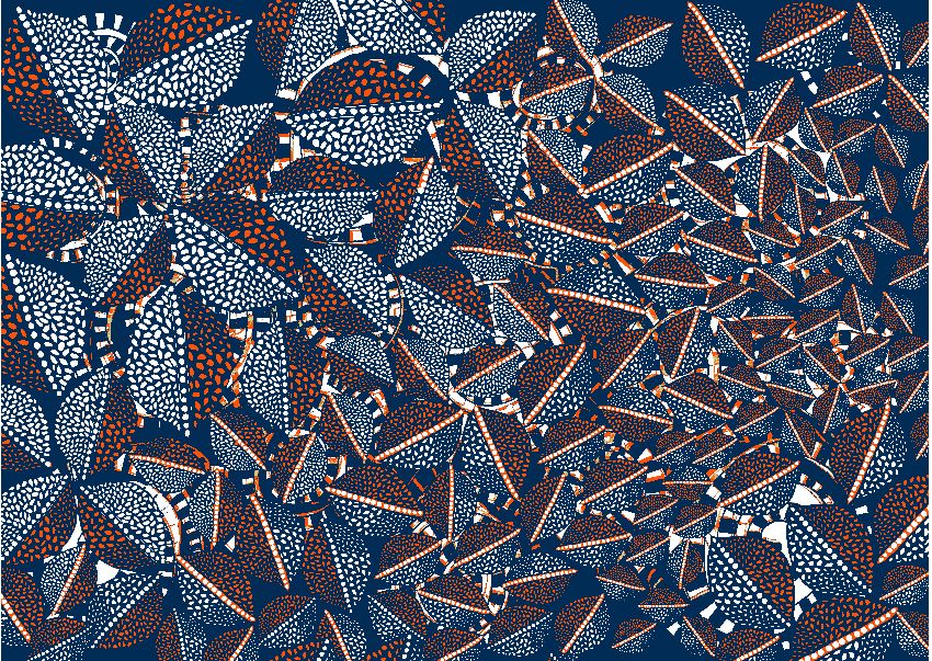 Maquette motif Donigala n°2  Collection All Tissus Graphique Ethnique Rouge Bleu by Zéphyr and Co