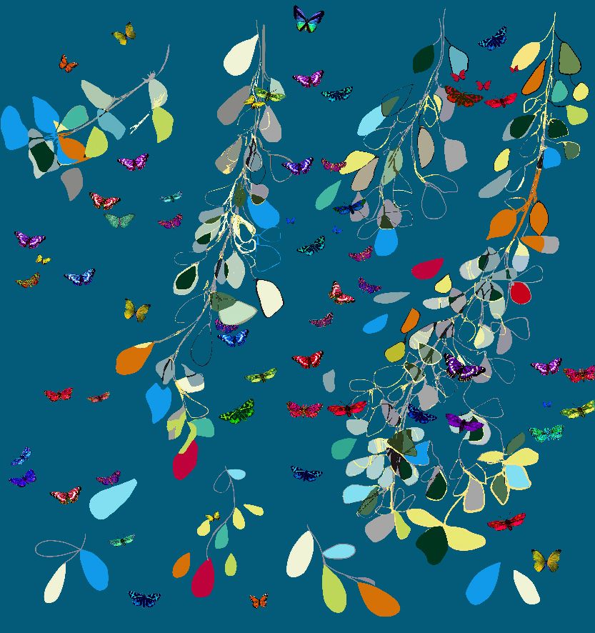 Maquette Motif Papillon n°3 Collection All Tissus Feuille Papillons Bleu  by Zéphyr and Co