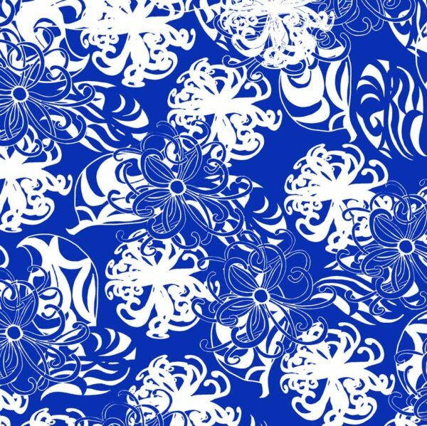 Motif Décoration Collection 232 Arty n°4 Tissus  Arabesque  Bleu Blanc by Zéphyr and Co