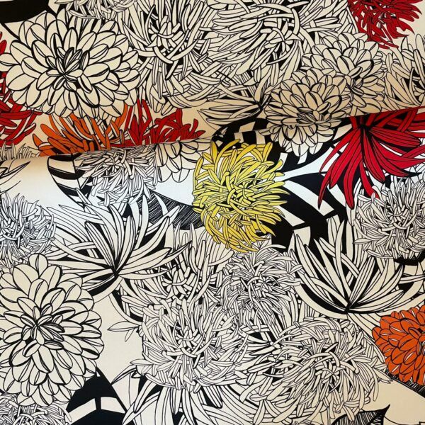 Motif Décoration Collection All Dahlia n°2 Tissus Floral Rouge Blanc by Zéphyr and Co