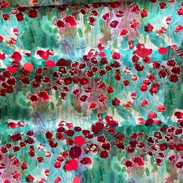 Motif Décoration Collection All Moustier bleu Tissus Floral  Vert Rose Violet by Zéphyr and Co