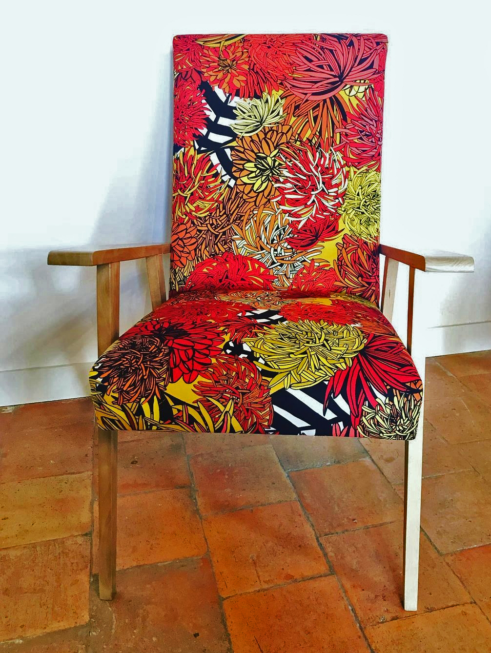 Motif Décoration Collection All Dahlia n°9 Tissus Floral Rouge Orange by Zéphyr and Co