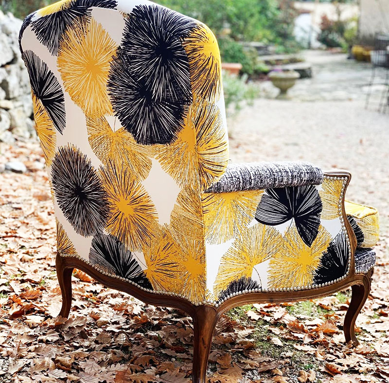 Motif Décoration Collection All Ginksin n°2 Tissus Floral Oursin Jaune  by Zéphyr and Co