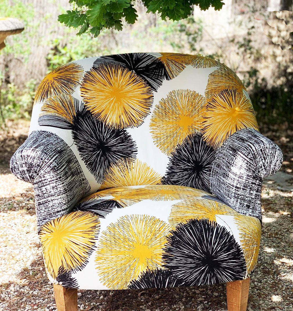 Motif Décoration Collection All Ginksin n°2 Tissus Floral Oursin Jaune  by Zéphyr and Co