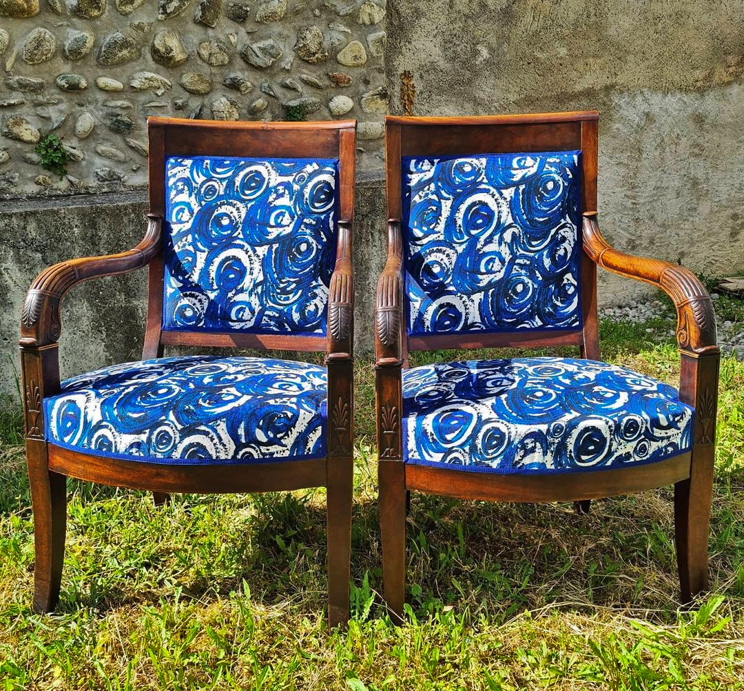 Motif Décoration Collection All Bluewind n°1 Tissus Spirale Abstrait Bleu by Zéphyr and Co