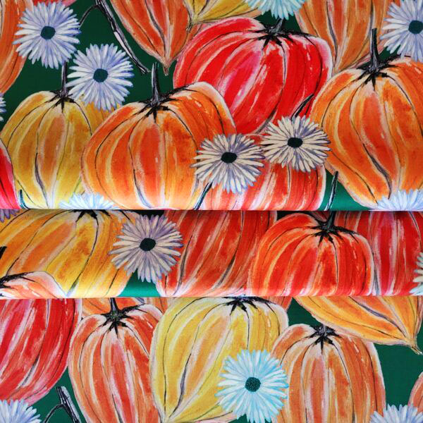 Motif Décoration Collection 231 Physalis n°1 Tissus Floral Orange  by Zéphyr and Co