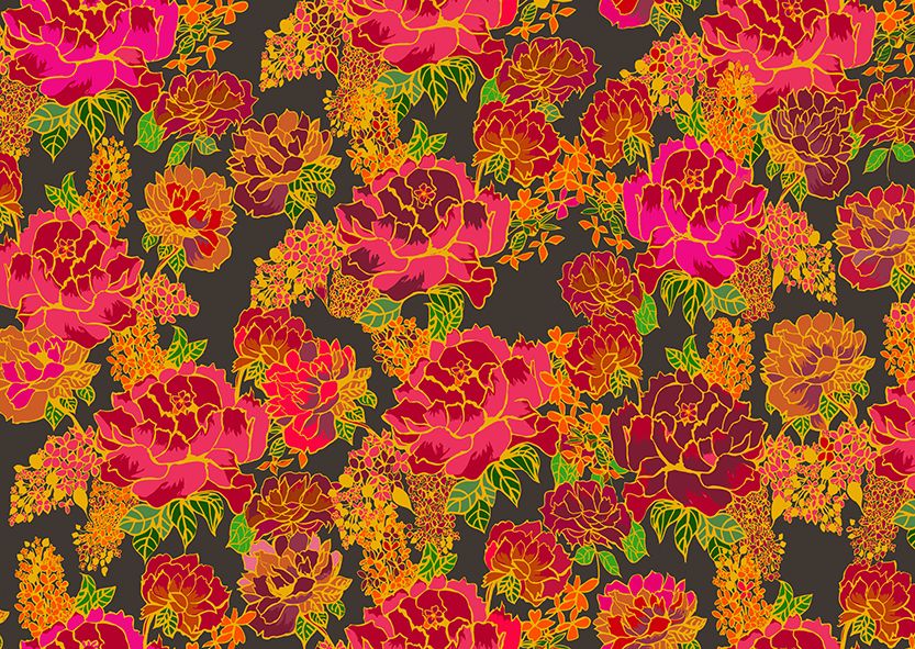 Maquette-decoration-Collection-242-motif-Floralie-1-BD-141×100 Maquette Décoration Collection 242 Floralie n°1 Tissus Floral Jaune Rose by Zéphyr and Co