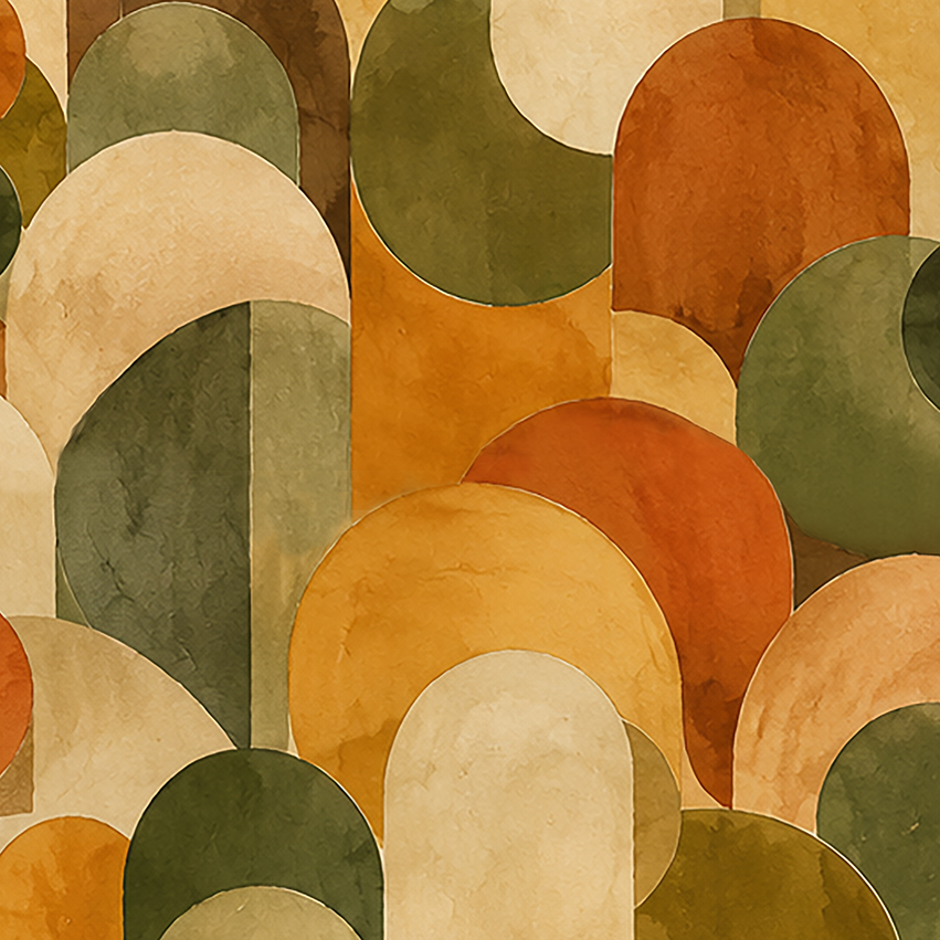 motif-tissu-variations-5-collection 262-zephyr-and-co Motif Décoration Collection 262 Variations n°5 Tissus Géometrique Peinture Kaki Orange by Zéphyr and Co